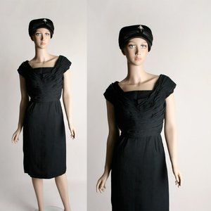 Vintage 1960s Black Wiggle Dress Miss Elliette